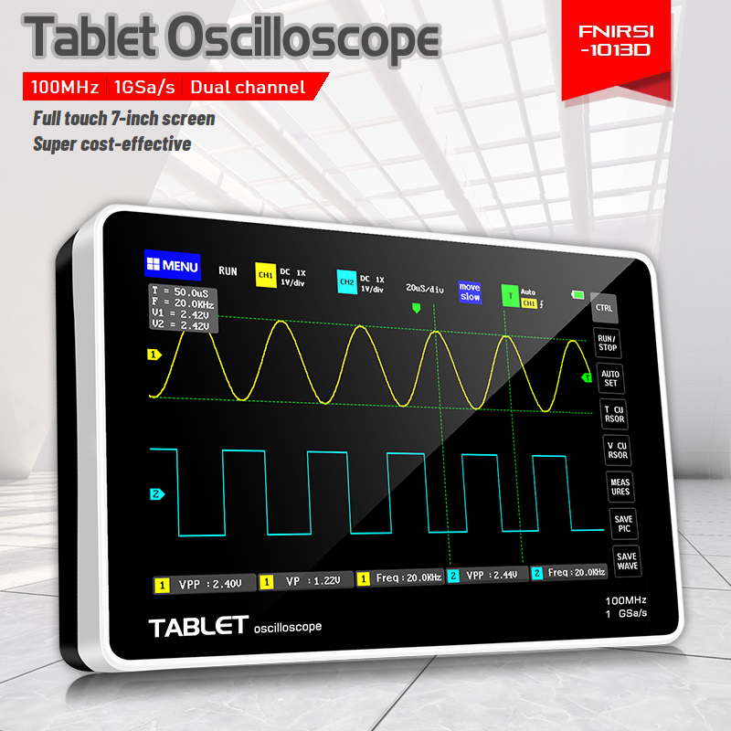 FNIRSI 1013D Dual Channel Tabl - Handheld Tablet Oscilloscope Touchscreen 100Mhz review and price